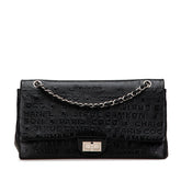シャネル 2.55 アンリミテッド Wフラップ チェーン ショルダーバッグ ハンドバッグ ブラック レザー レディース CHANEL 【中古】